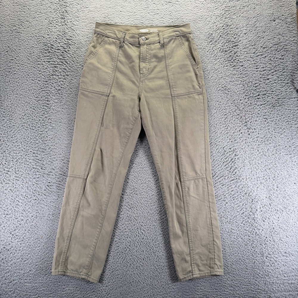 Old Navy Sky-Hi Jeans Women's 6 Beige Cotton Denim‎ Straight Workwear High-Rise